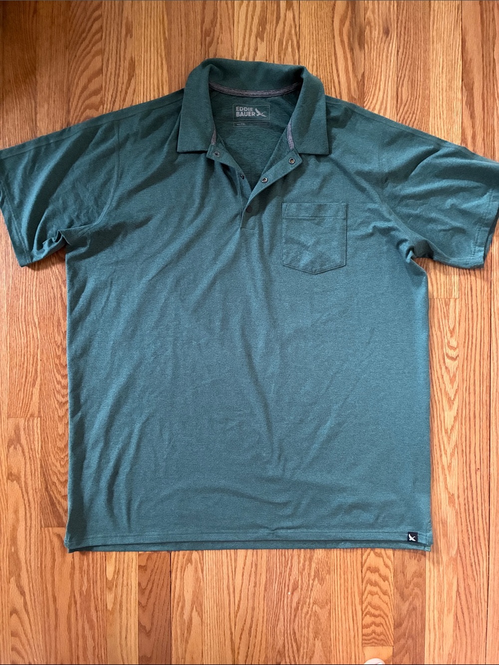 Eddie Bauer Men’s Teal Green Polo with Chest Pocket - Size TALL XL